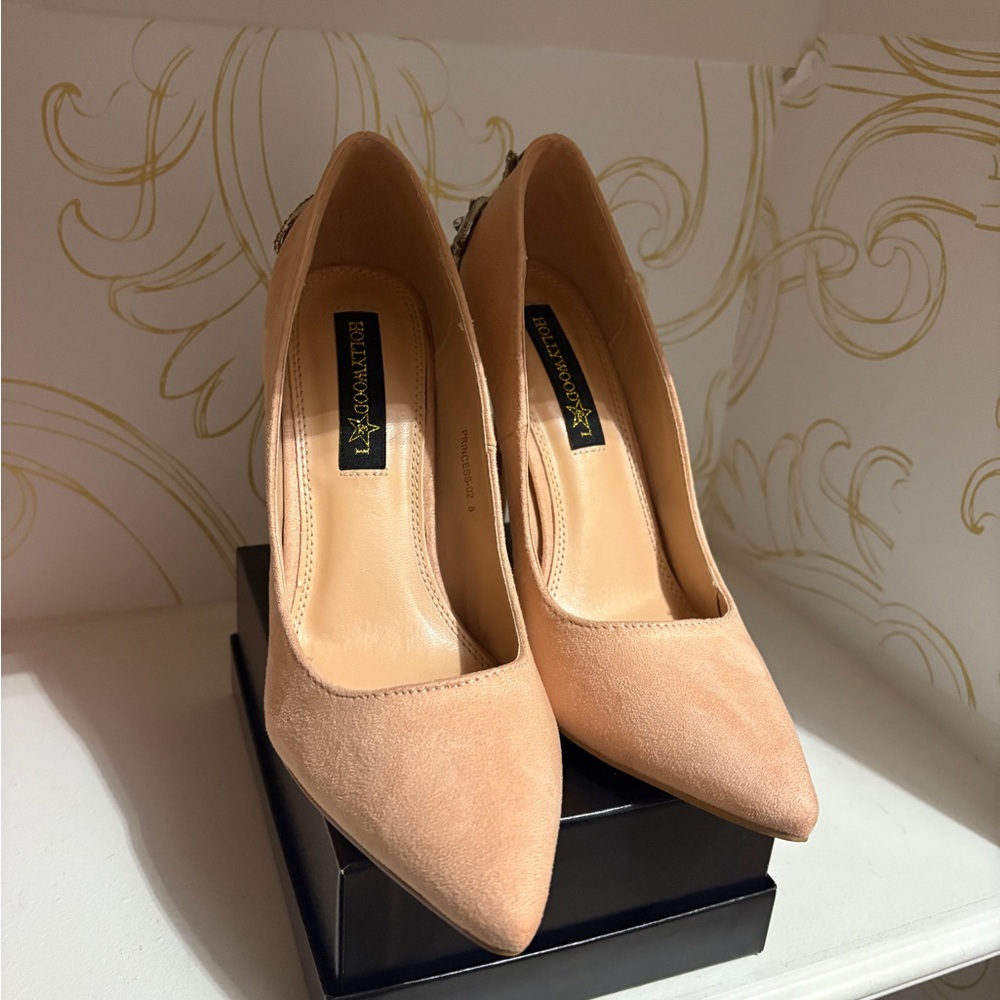 Embellished pink suede pump heels - Picture 3 of 6